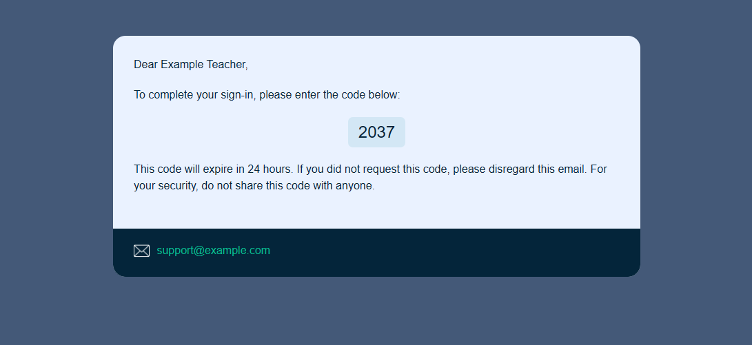 Verification email example