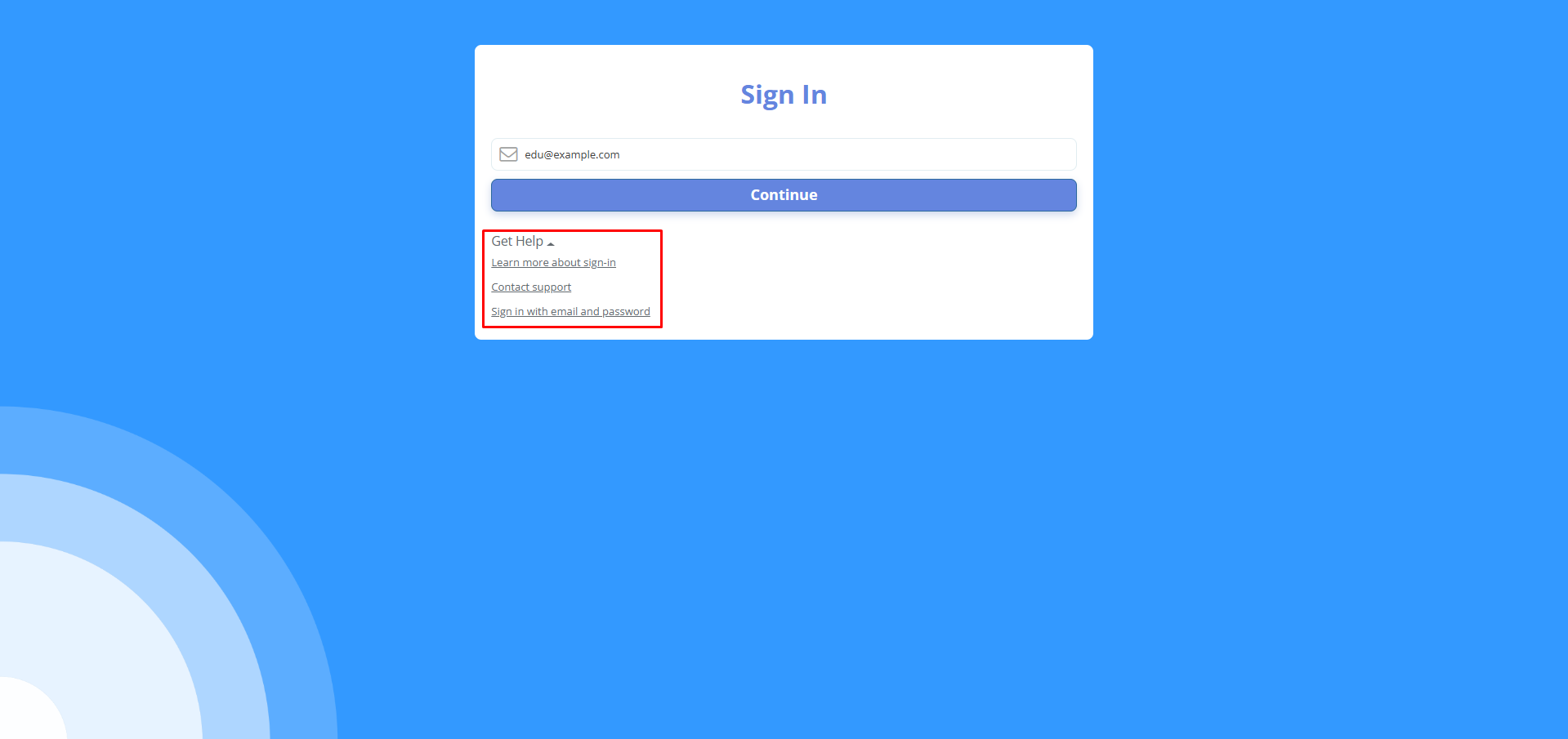 Get Help options